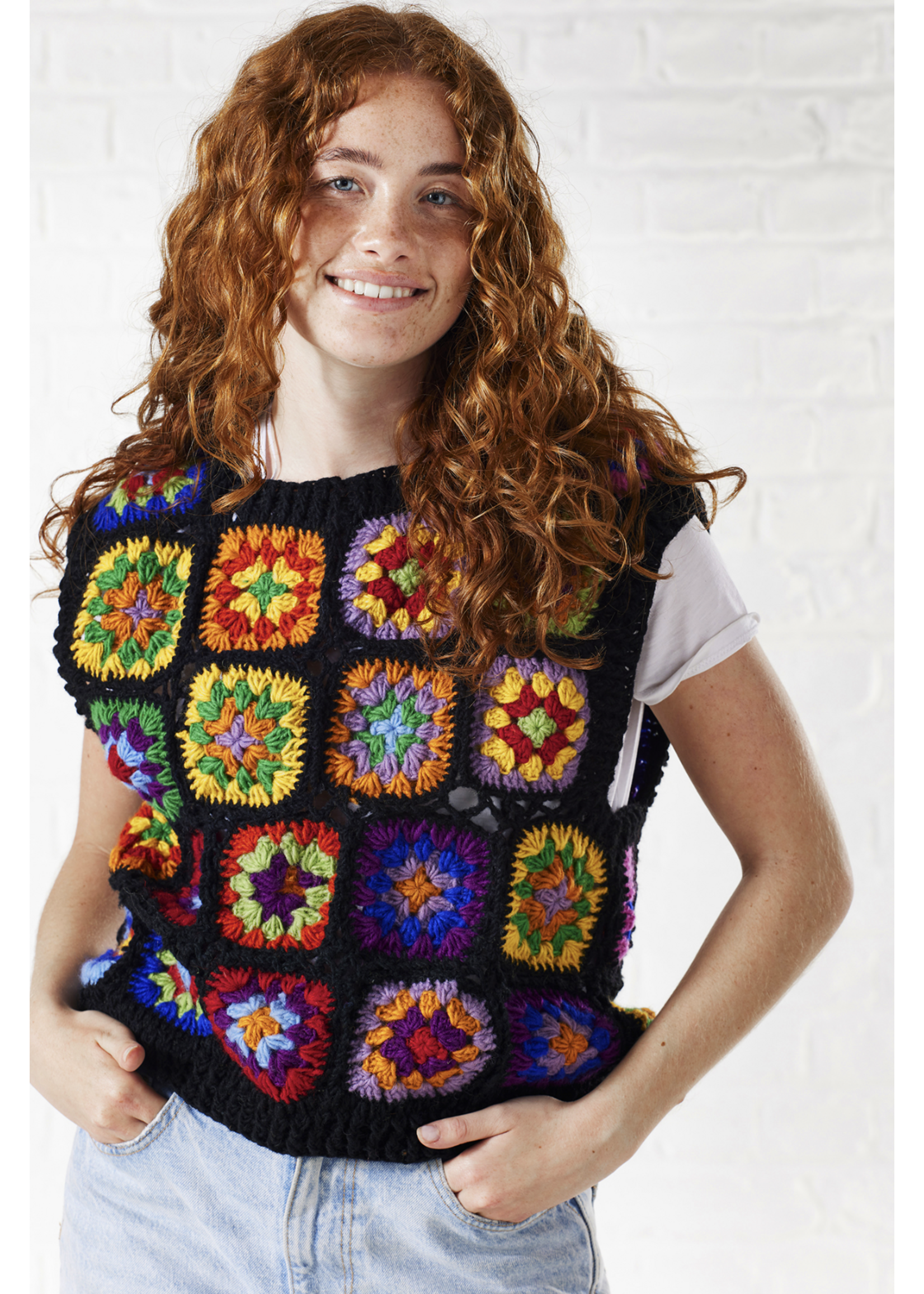Namaste Crochet Rainbow Vest - Black