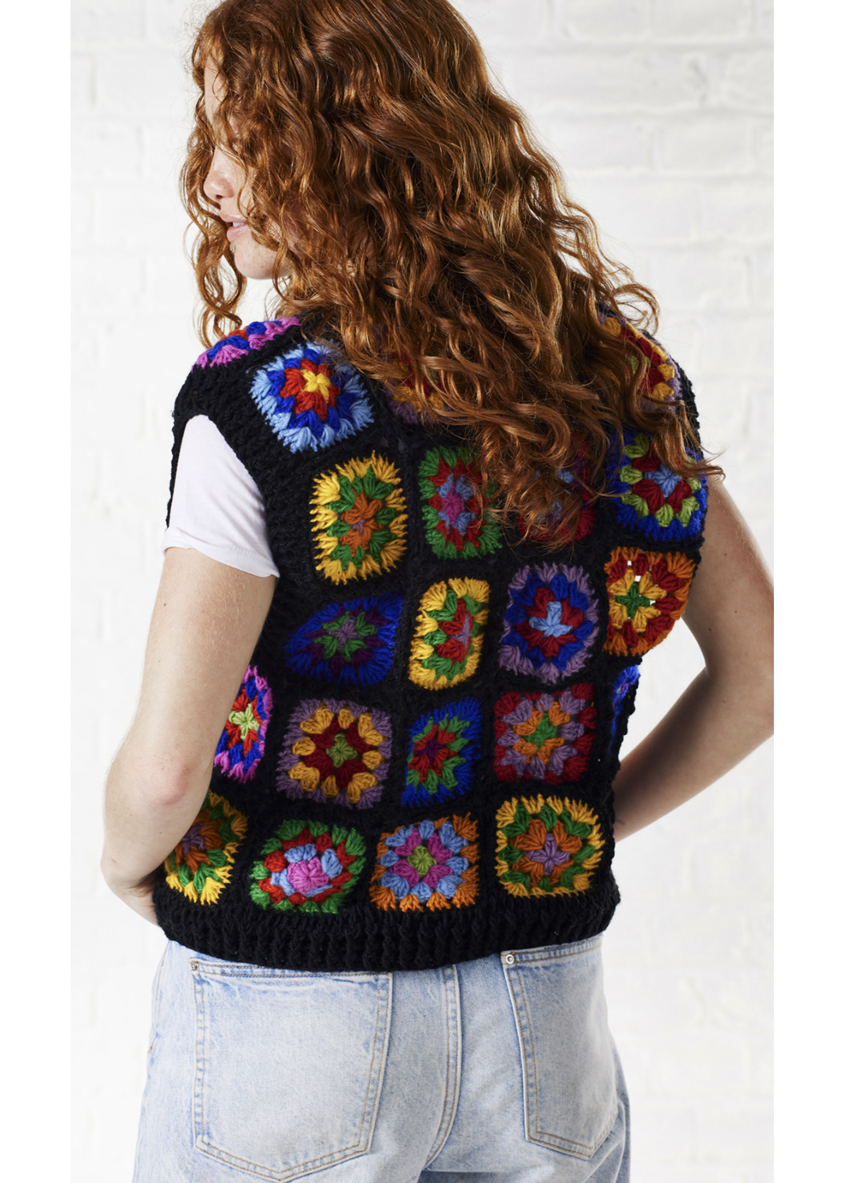 Namaste Crochet Rainbow Vest - Black