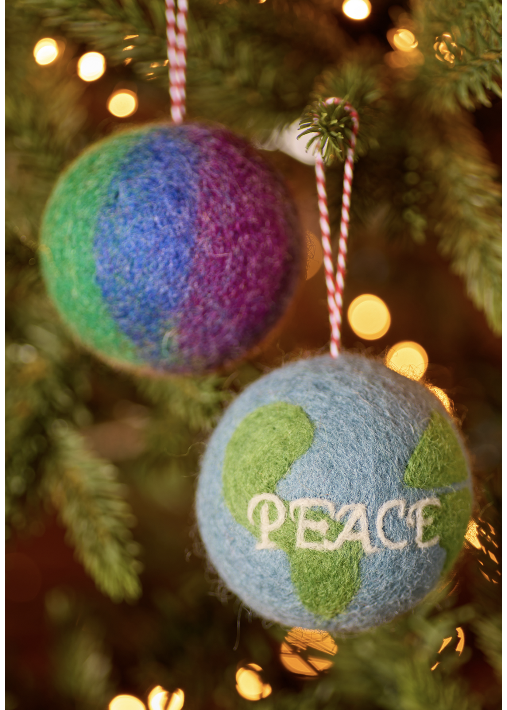 Namaste Felt Peace or Rainbow Baubles, 7.5x7.5x7.5cm