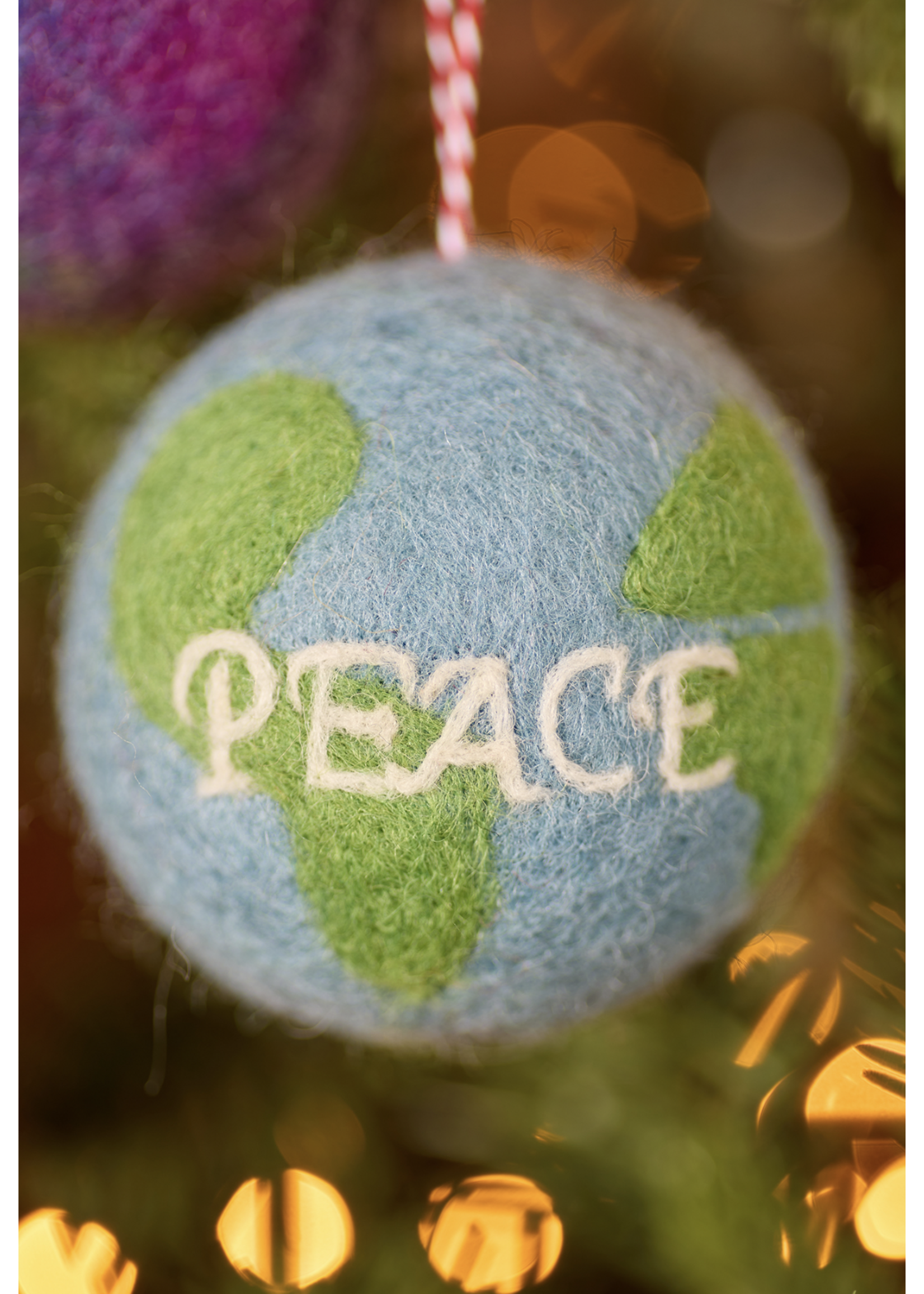 Namaste Felt Peace or Rainbow Baubles, 7.5x7.5x7.5cm