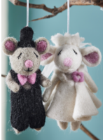 Namaste Wedding Mr and Mrs Mice Felt Decorations