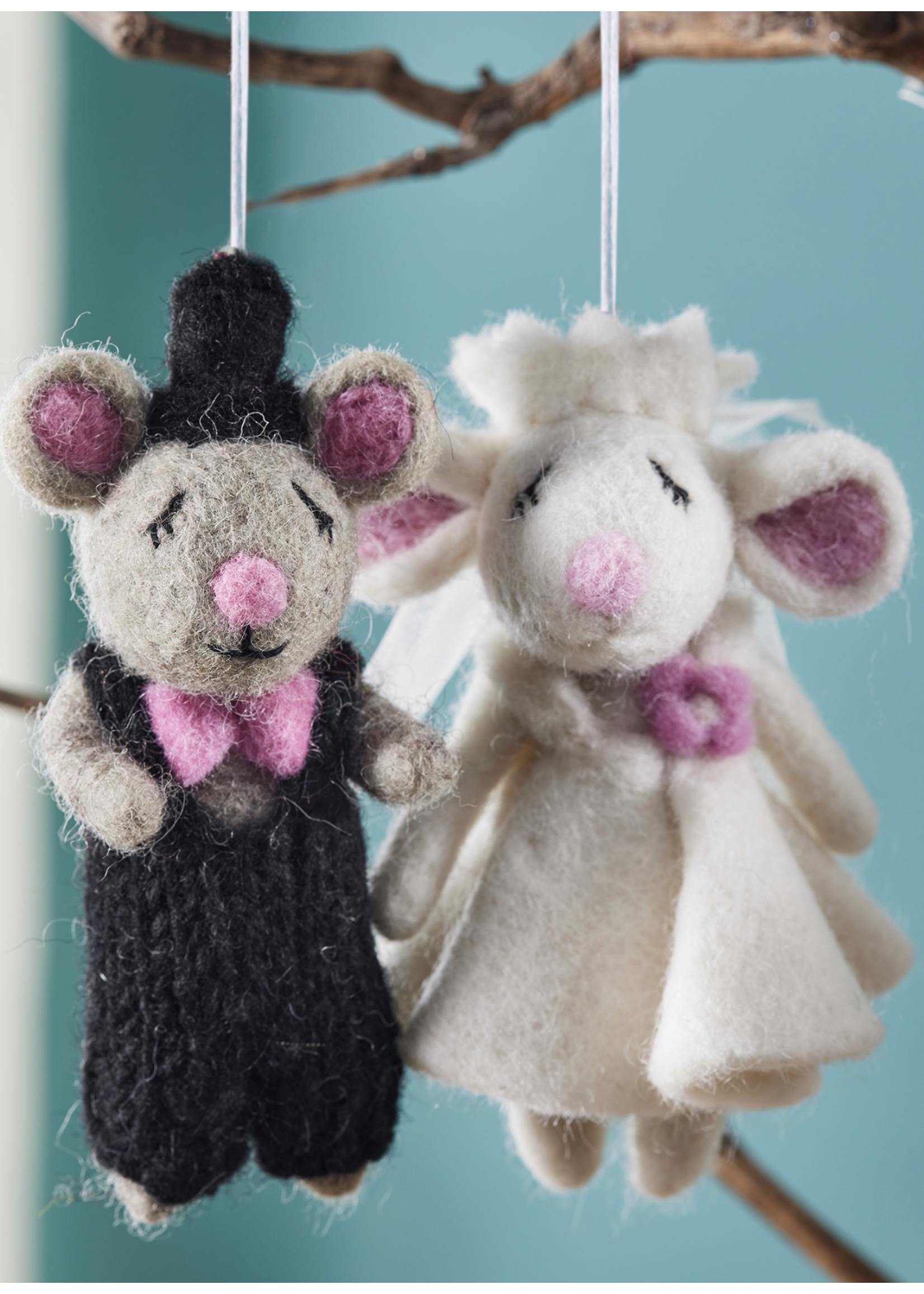 Namaste Wedding Mr and Mrs Mice Felt Decorations