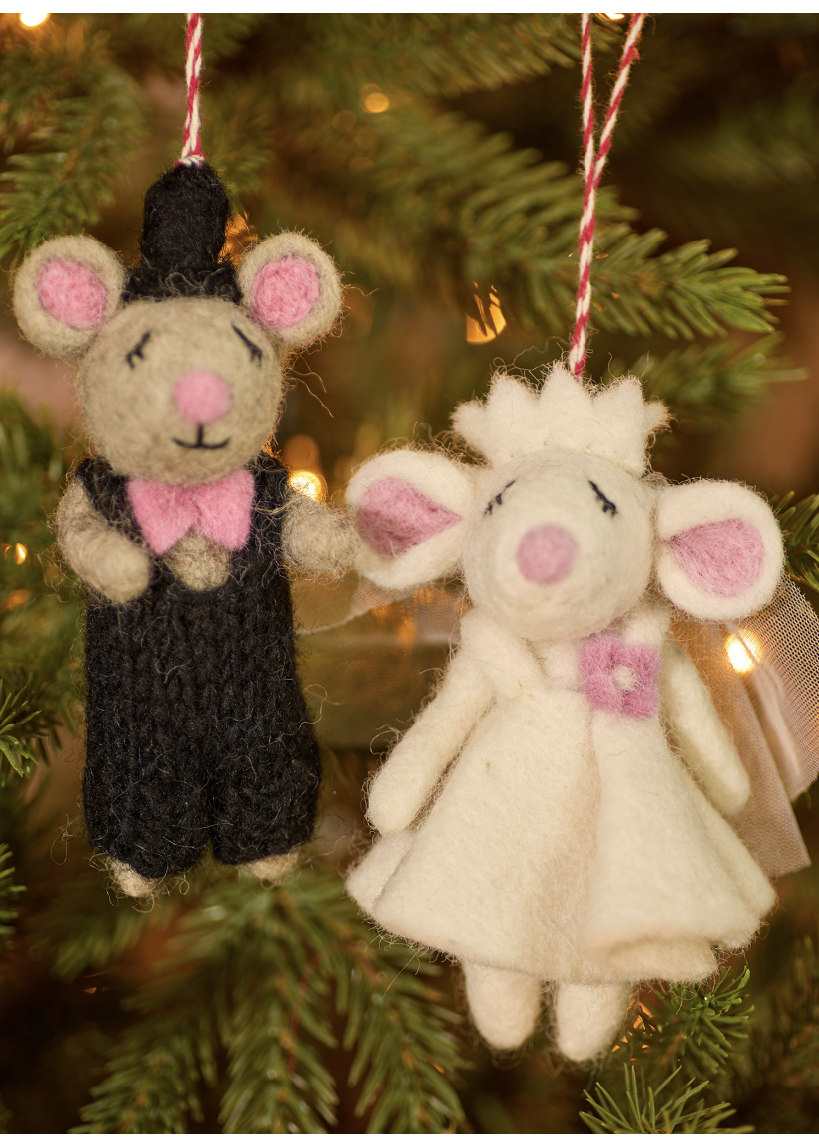 Namaste Wedding Mr and Mrs Mice Felt Decorations