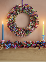 Namaste Recycled Sari Wreath Multicolour Large 45cm