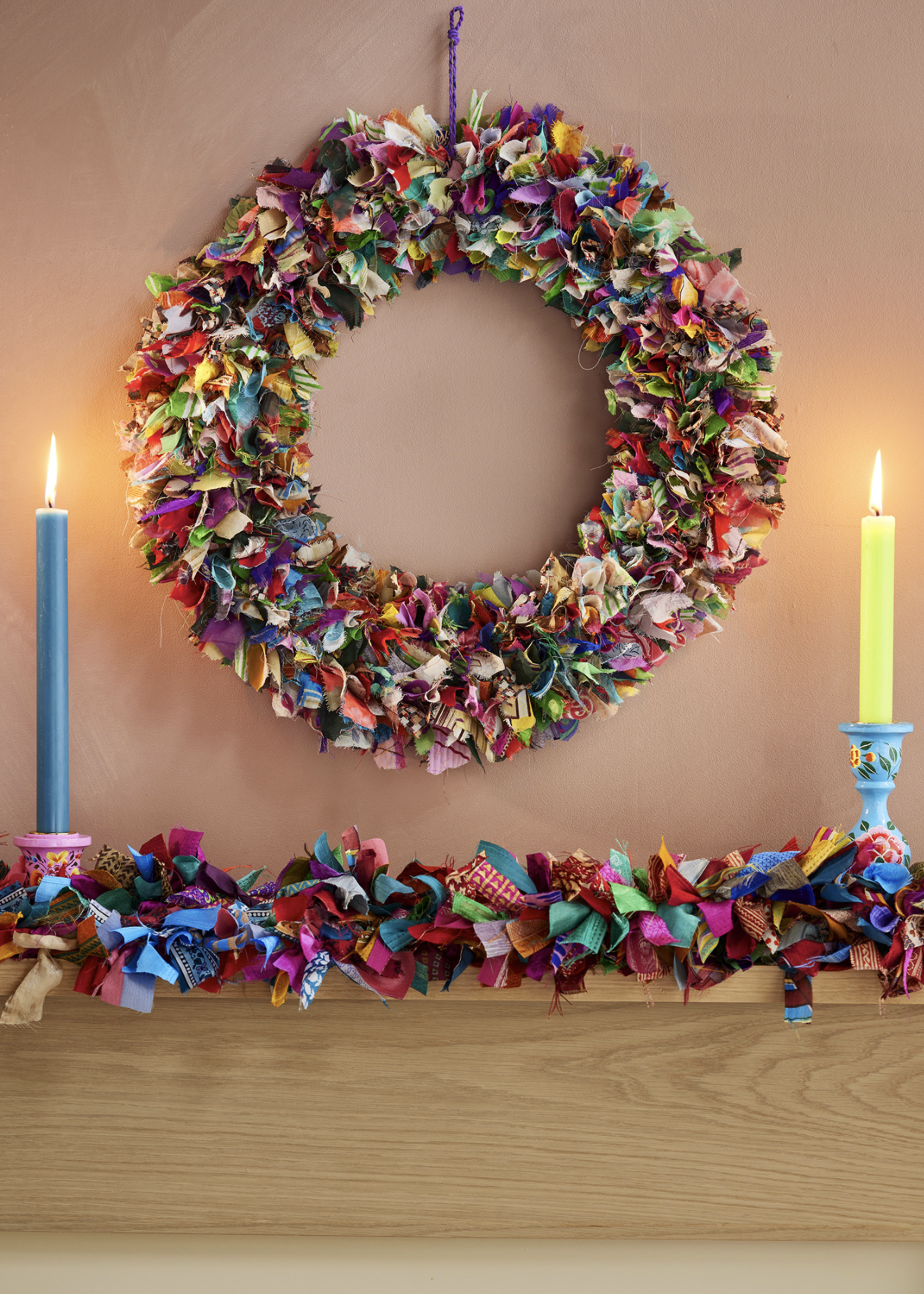 Namaste Recycled Sari Wreath Multicolour Large 45cm