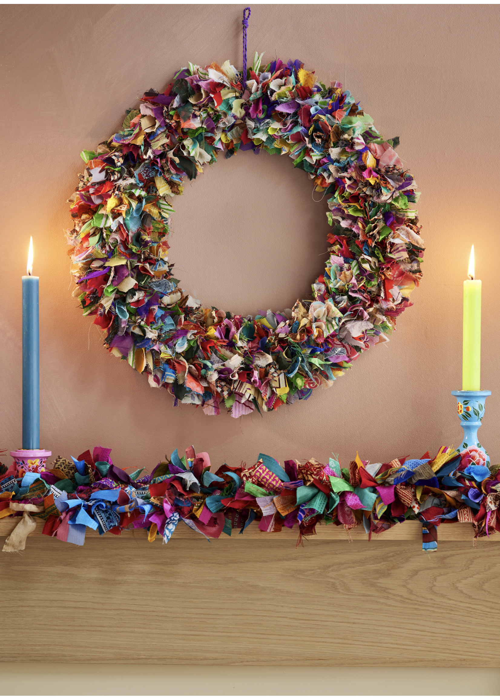 Namaste Recycled Sari Wreath Multicolour Large 45cm