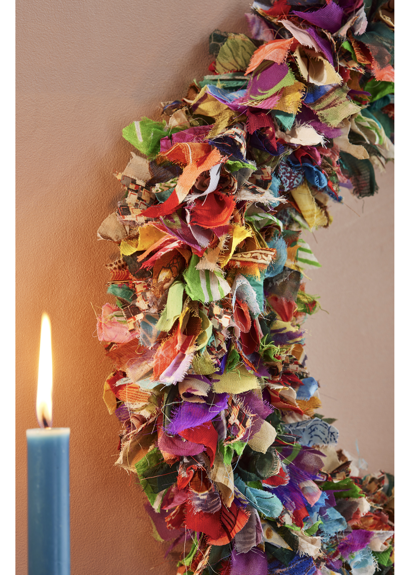 Namaste Recycled Sari Wreath Multicolour Large 45cm