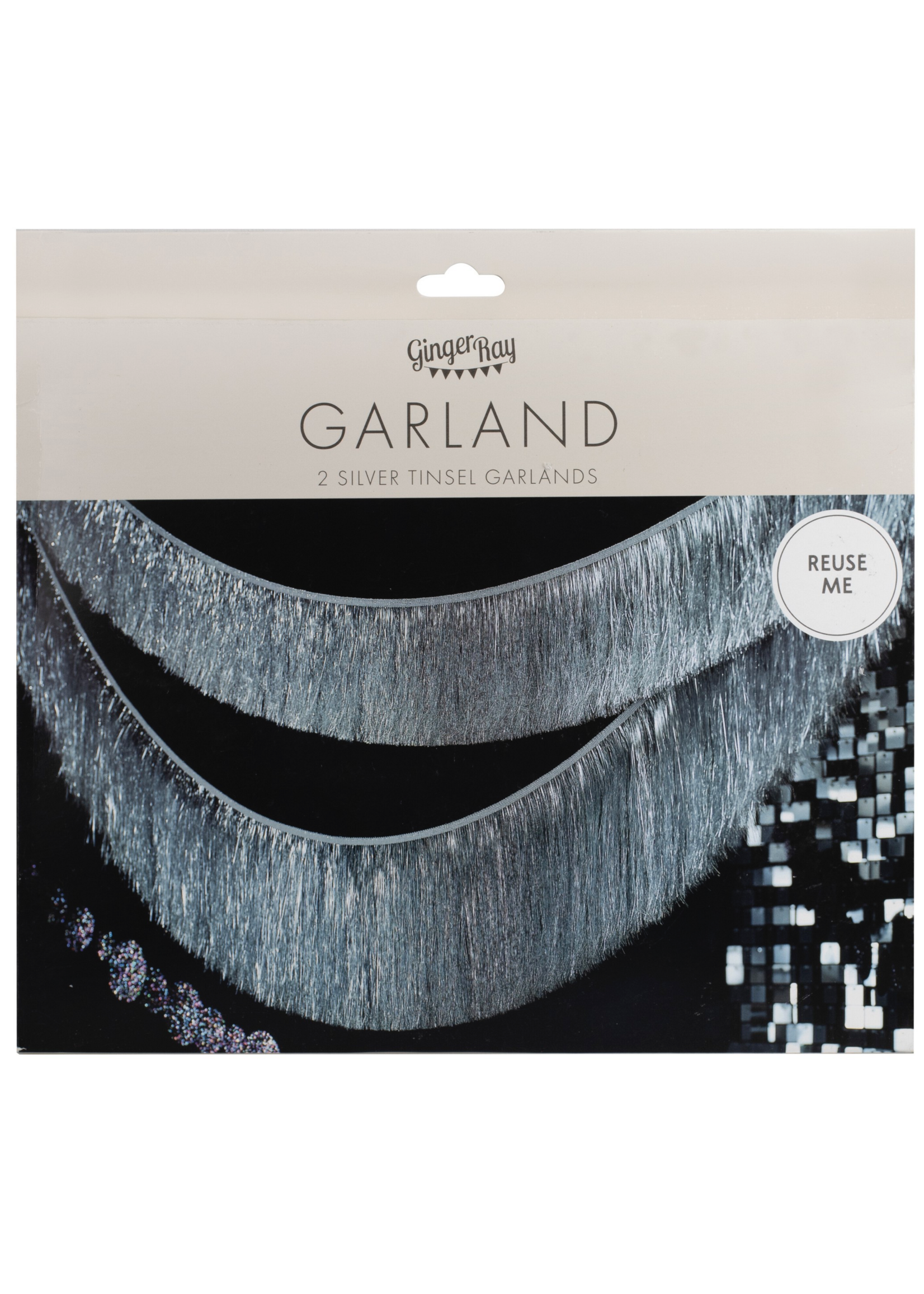 Ginger Ray Silver Tinsel Garland Decoration 2 x 2m