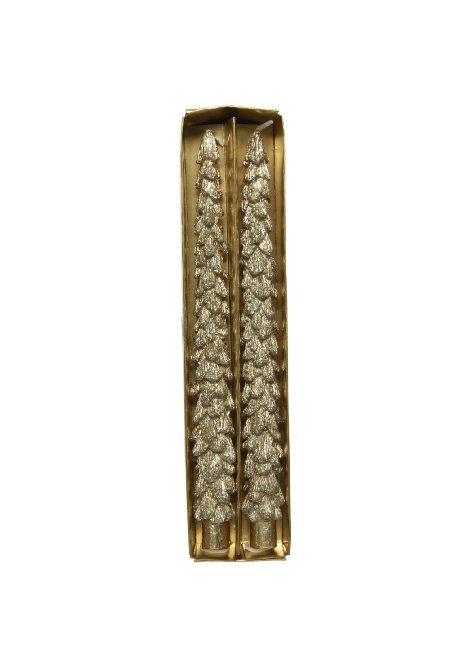 Decoris Gold Tree Shape Dinner Candle - Pack of 2