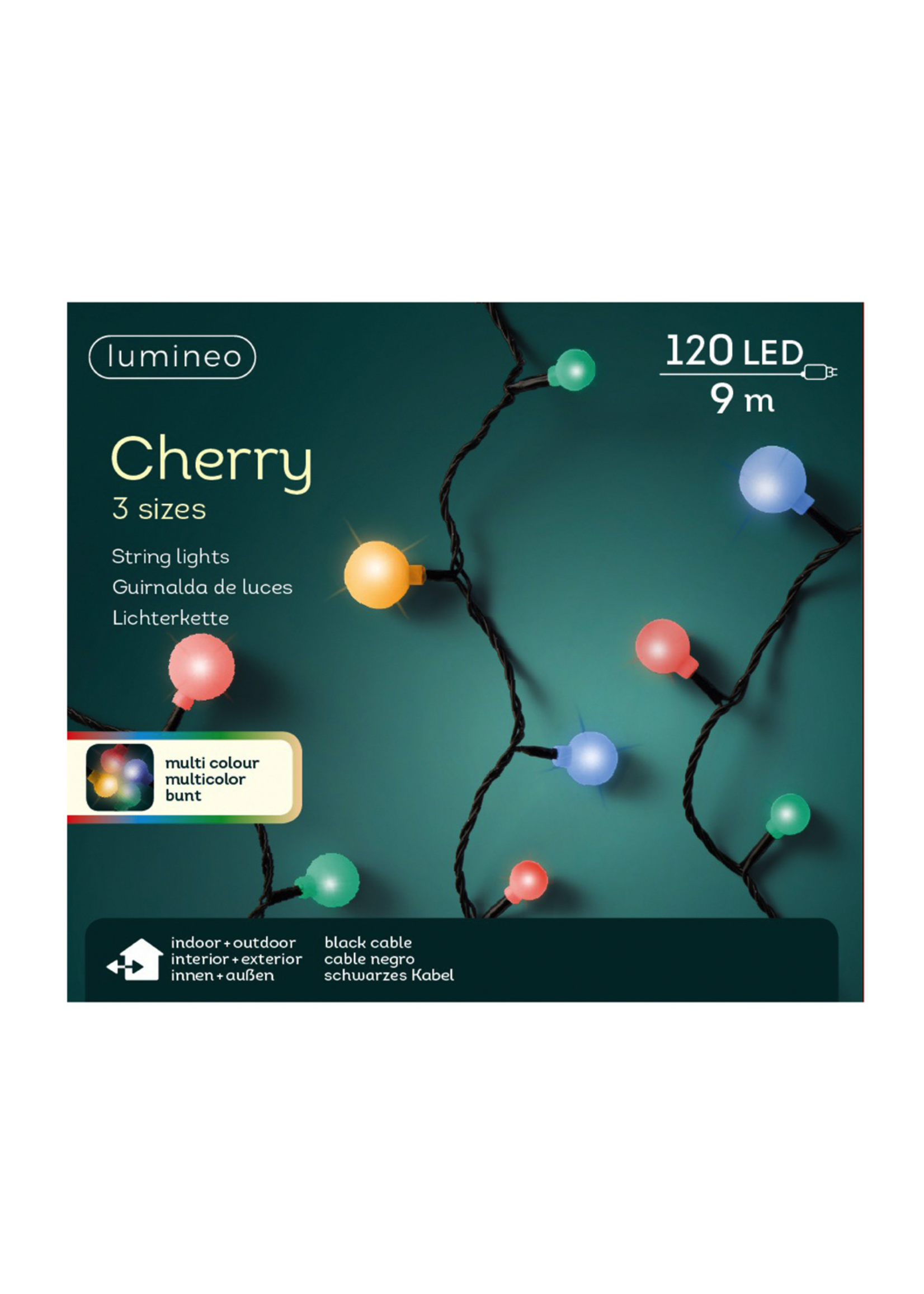 Lumineo Cherry Multi Coloured 120 Led Lights - Outdoor