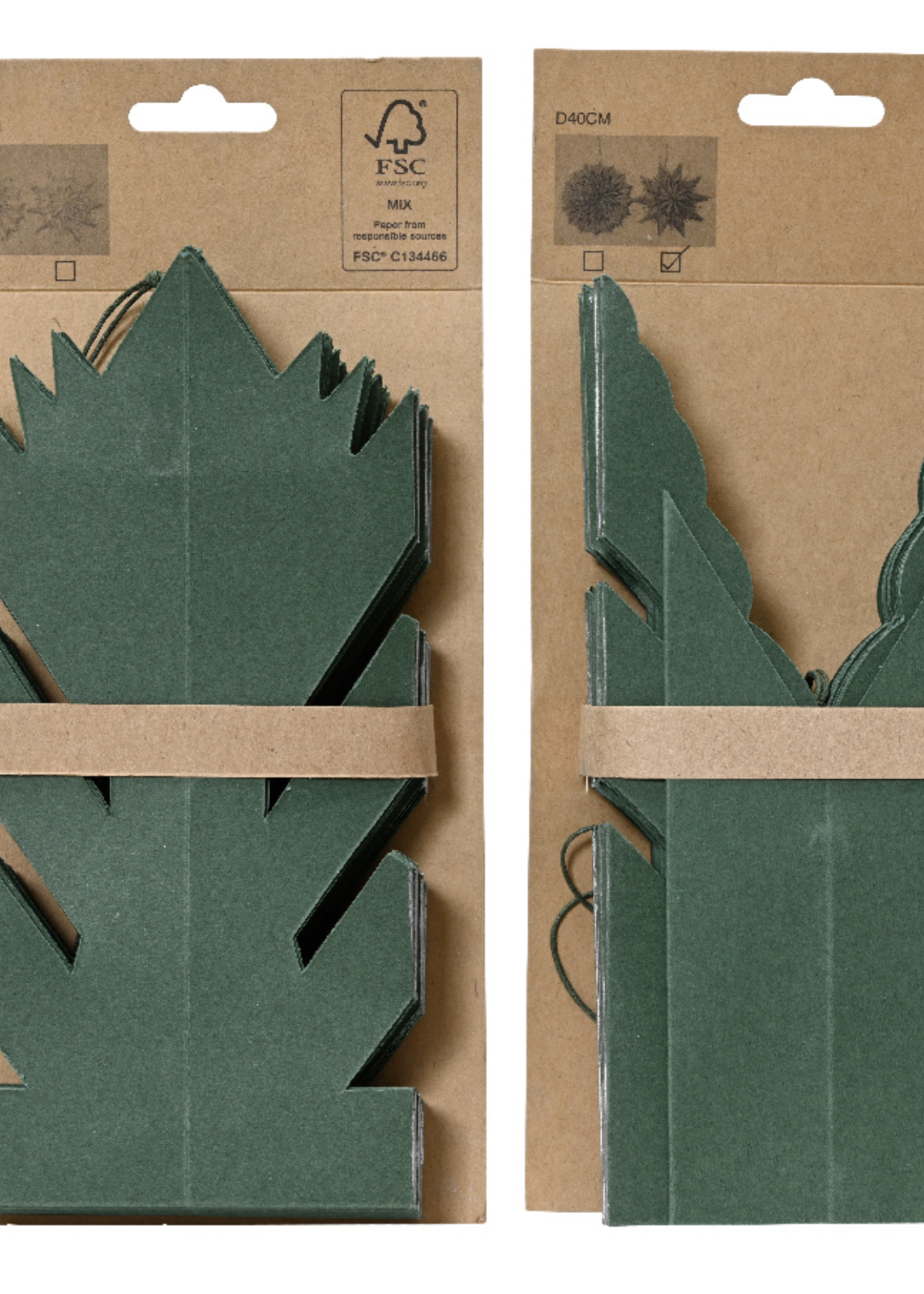 Decoris Green Paper Cut out Stars 40cm - Price is for one