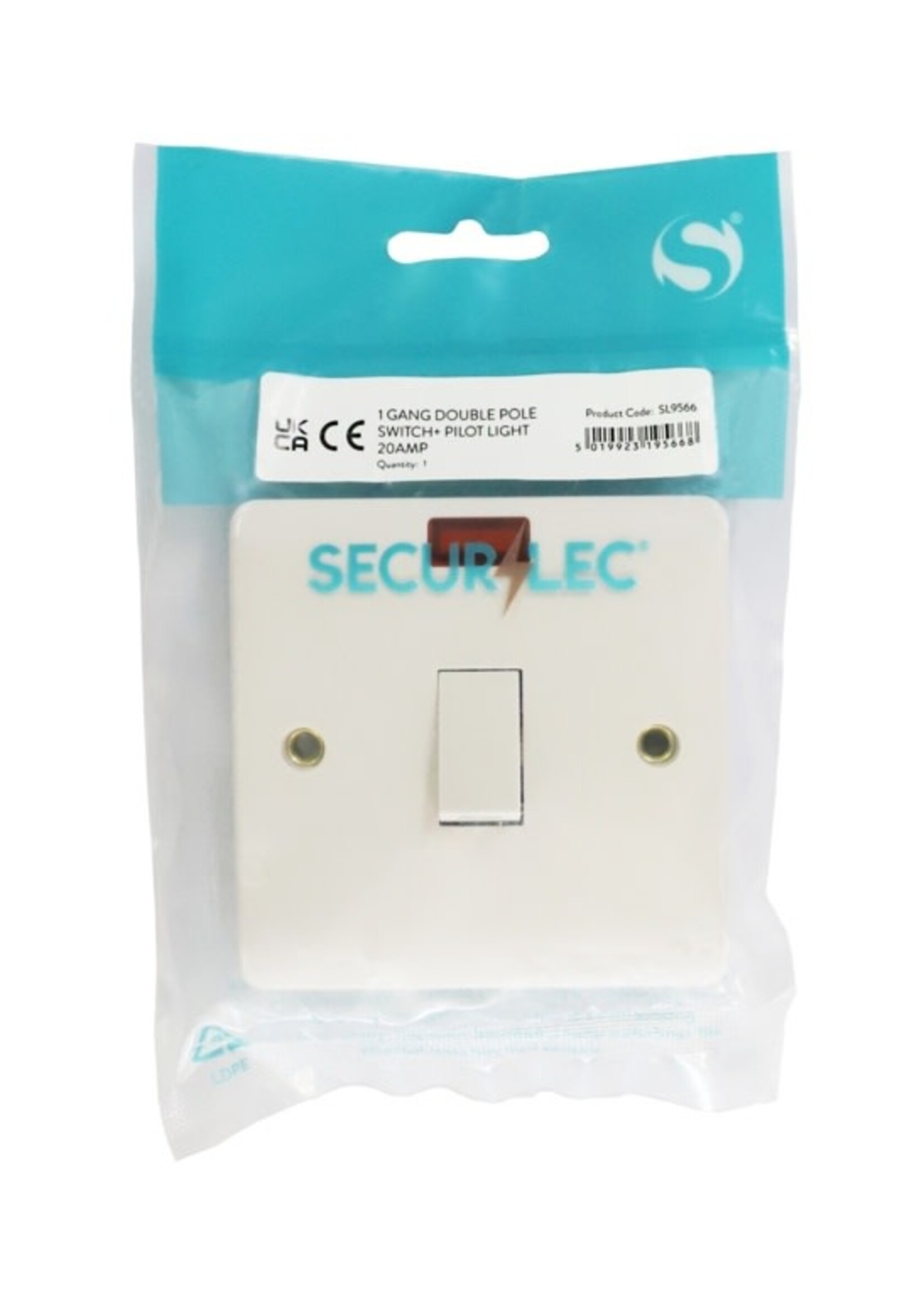 Securlec Securlec Double Pole Switch & Pilot Light 1 Gang 20A