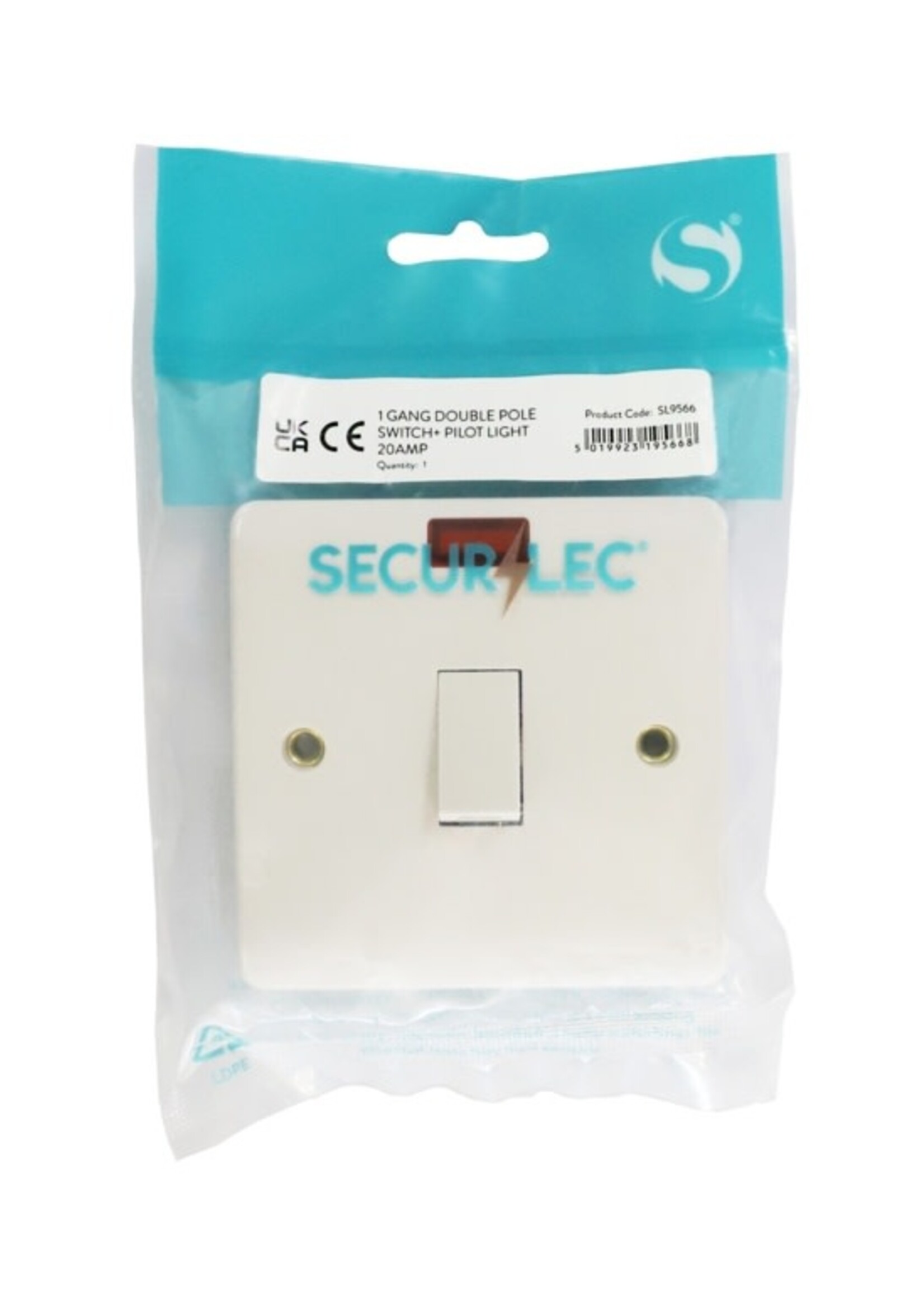 Securlec Securlec Double Pole Switch & Pilot Light 1 Gang 20A