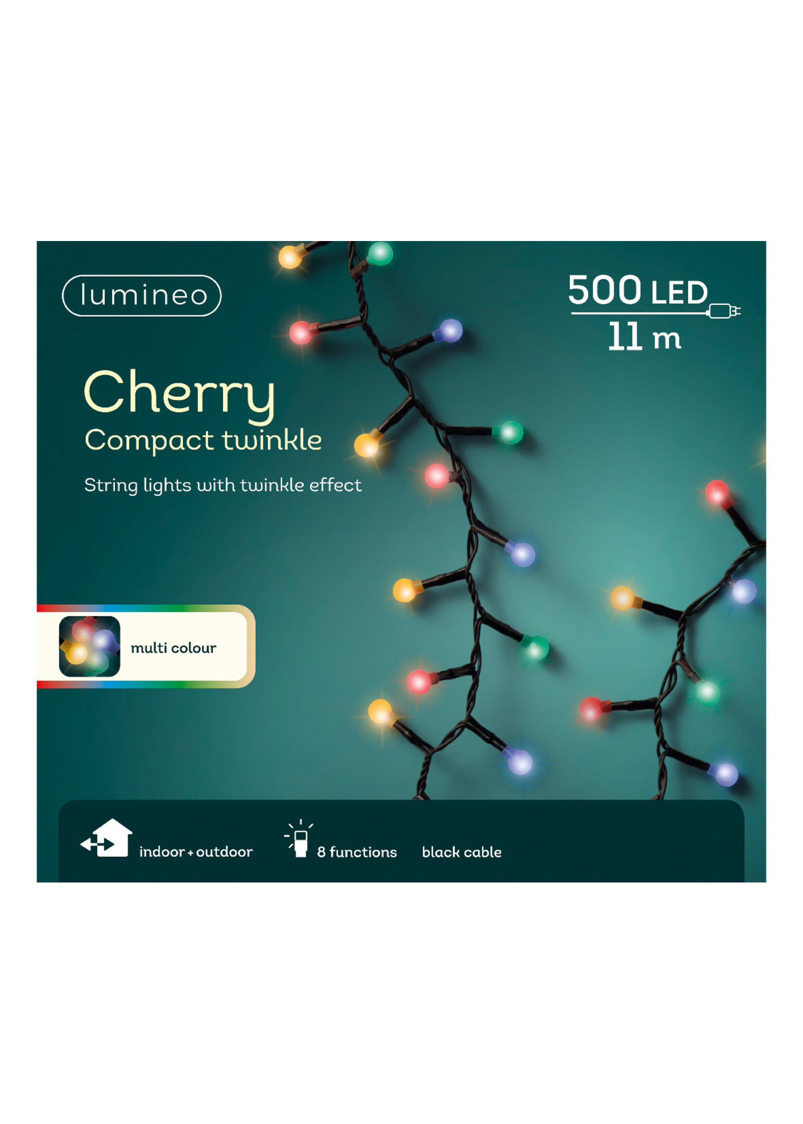 Lumineo Multi Coloured Cherry Ball 500 LED Lights  Indoor/outdoor