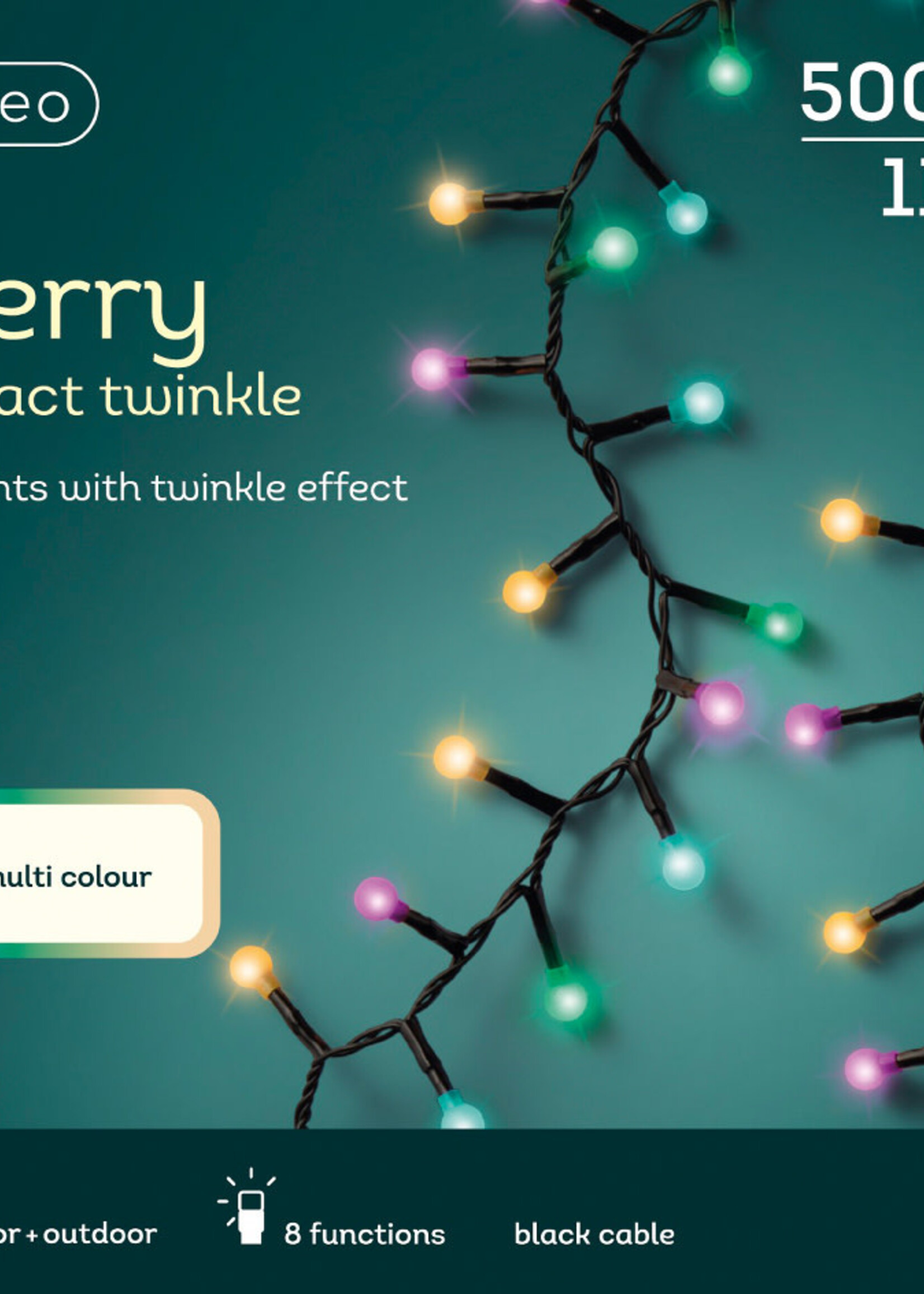 Lumineo Soft Multi Coloured Cherry Ball 500 LED Lights  Indoor/outdoor