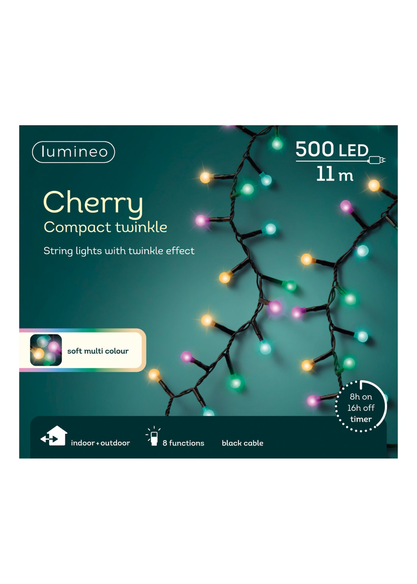 Lumineo Soft Multi Coloured Cherry Ball 500 LED Lights  Indoor/outdoor
