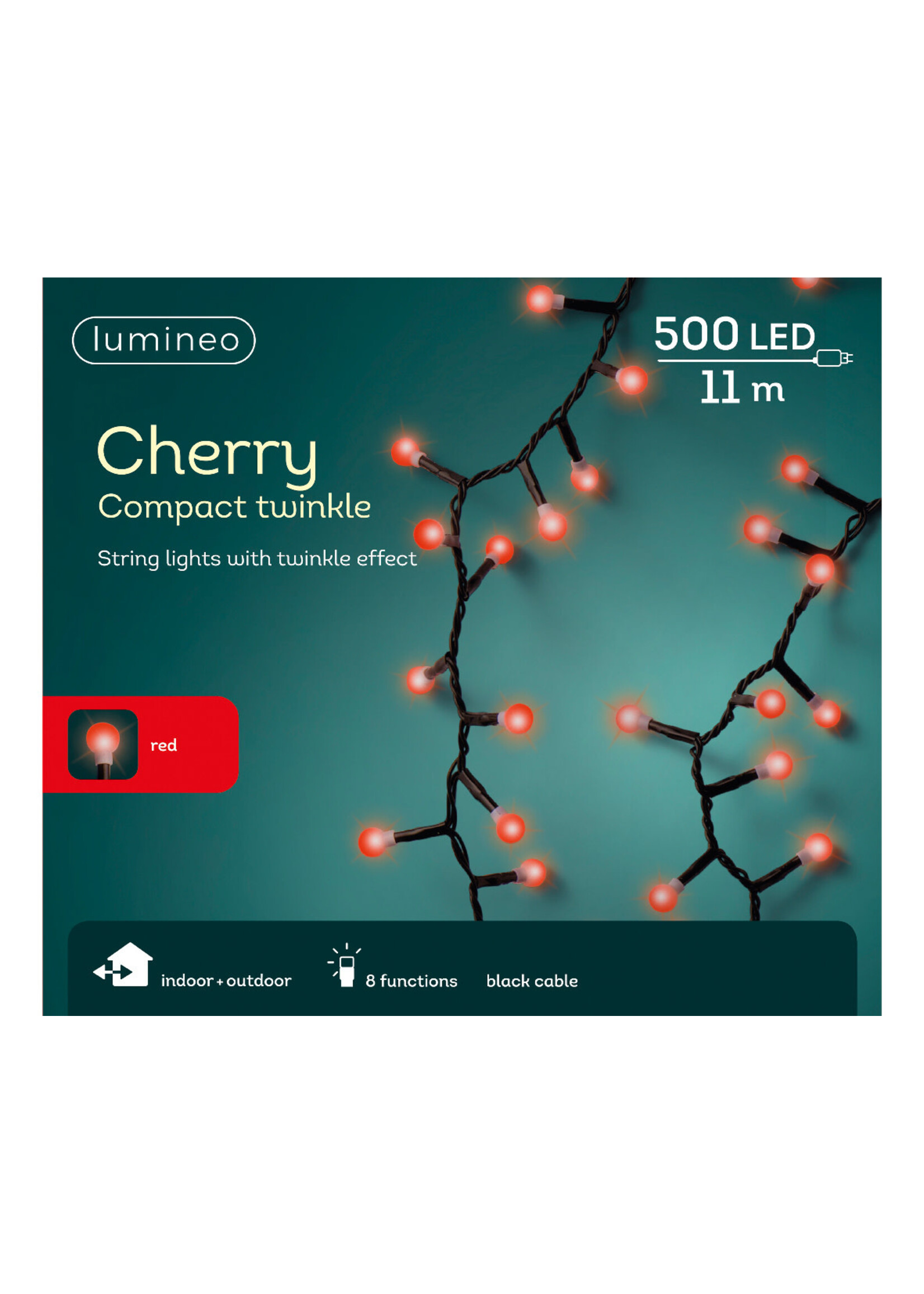 Lumineo Red Coloured Cherry Ball 500 LED Lights Indoor/outdoor
