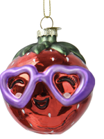 Decoris Strawberry Fruit with Glasses Hanging Bauble