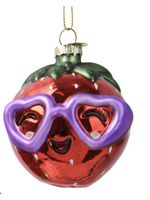 Decoris Strawberry Fruit with Glasses Hanging Bauble