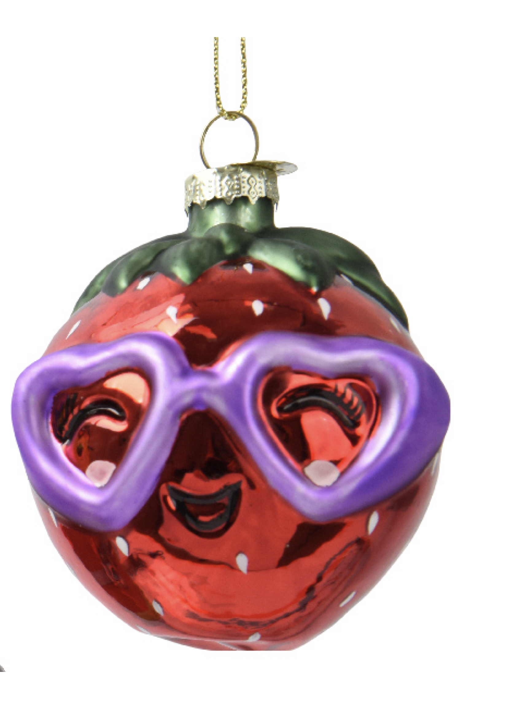 Decoris Strawberry Fruit with Glasses Hanging Bauble