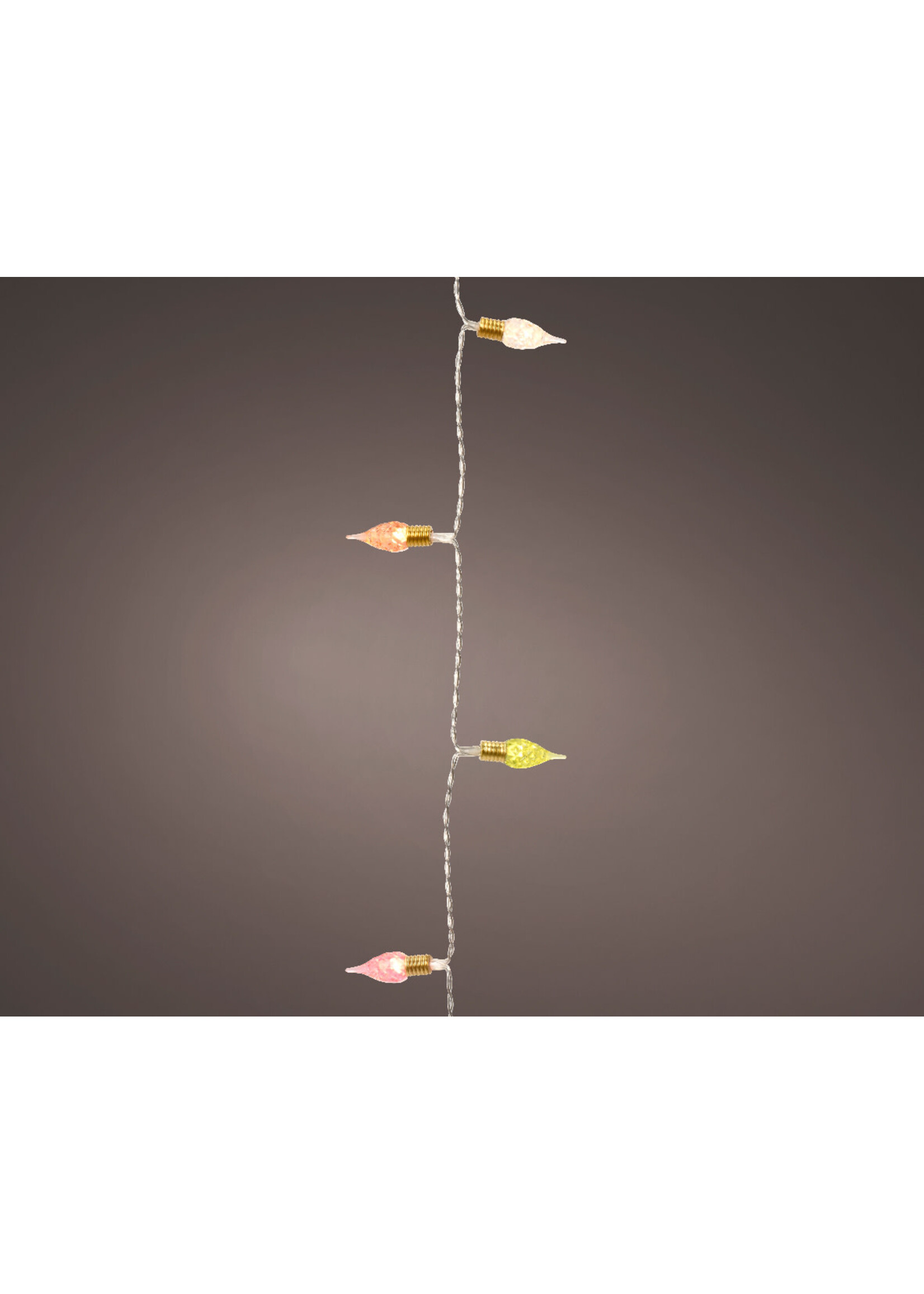 Lumineo Vintage Bulb Pastel Colours LED 50 Lights (clear cable) - Indoor Battery