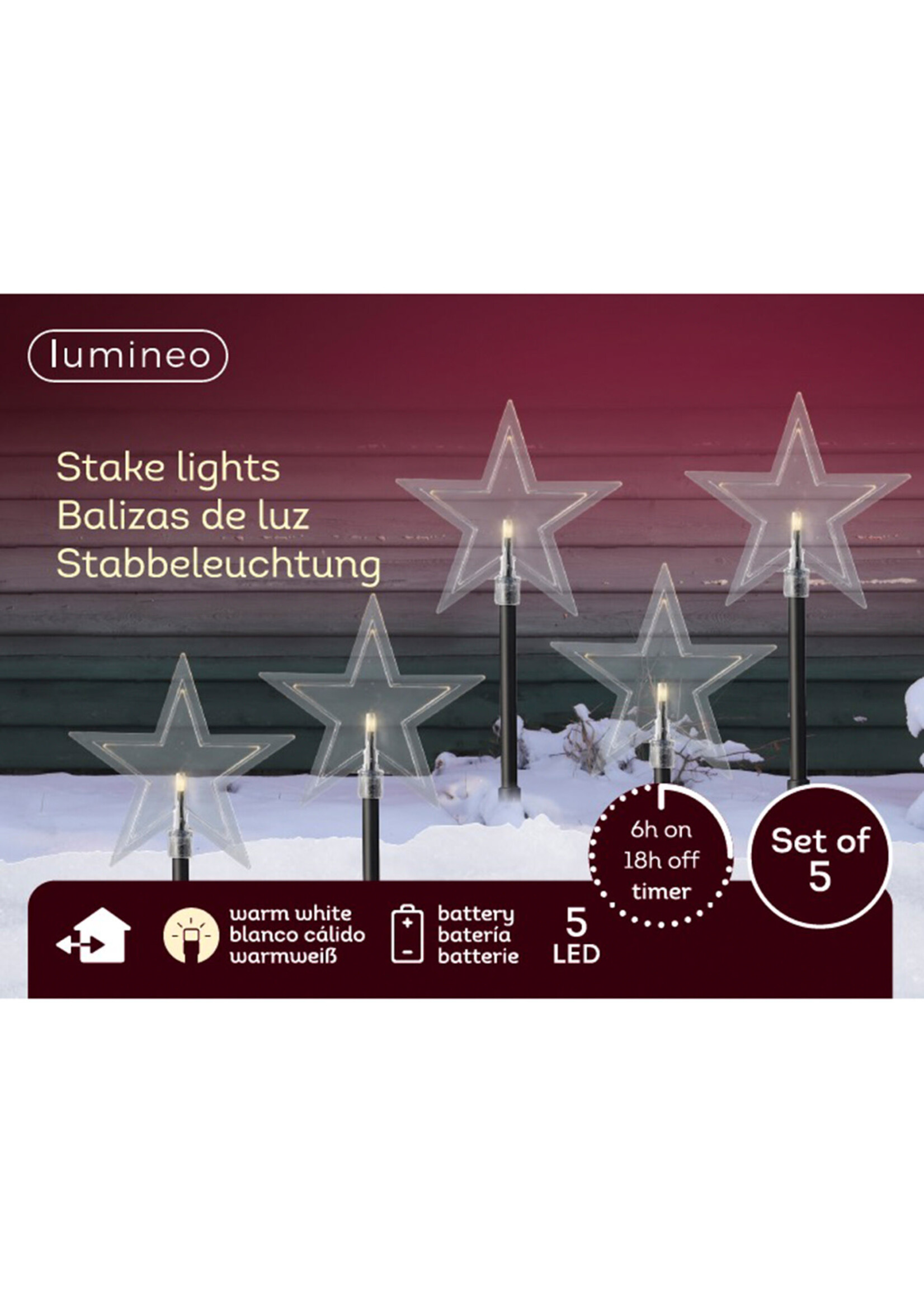 Lumineo Warm White Star Garden Stakes Battery