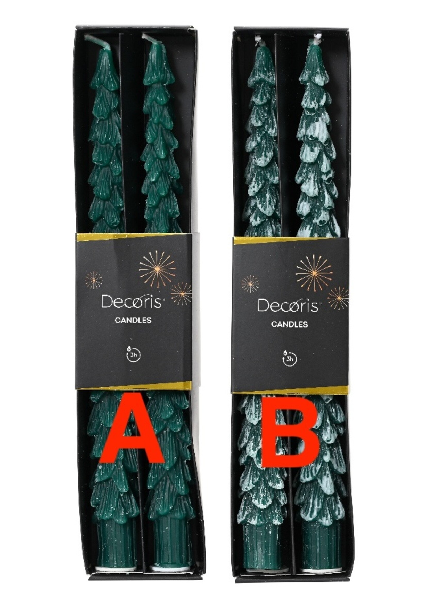 Decoris Green Tree Shape Dinner Candle 2 Colours (Price is for one)