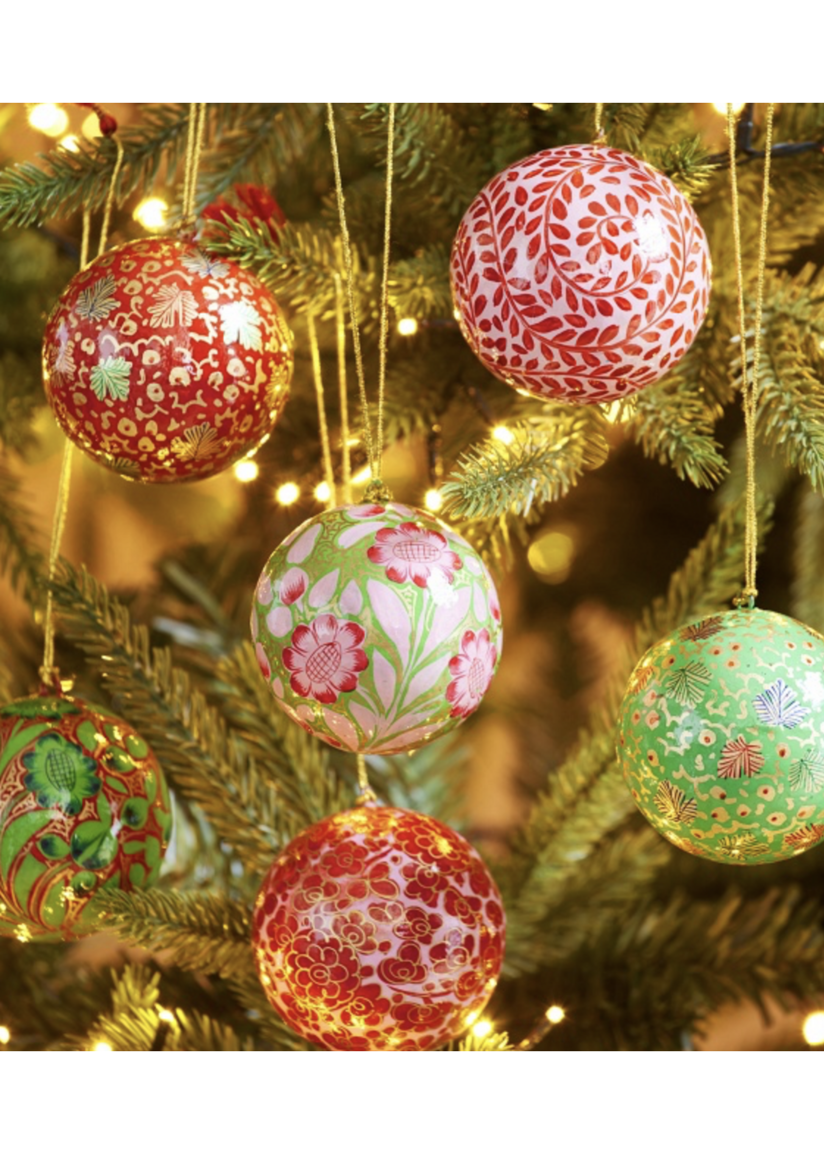 Namaste Colourful Bauble Large Hand Painted Kashmiri 7cm - Price for one