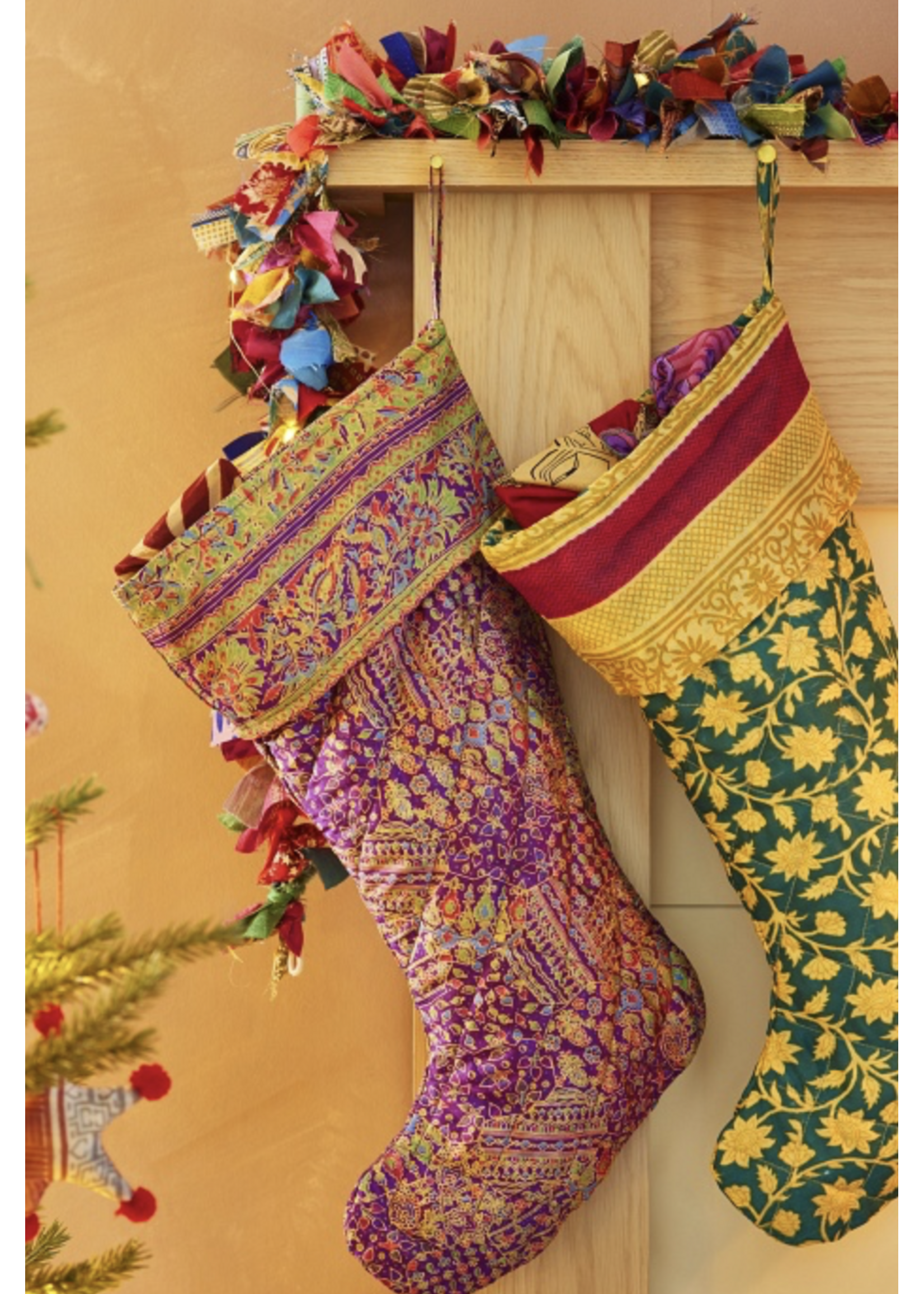 Namaste Recycled Sari Christmas Stocking Fair Trade