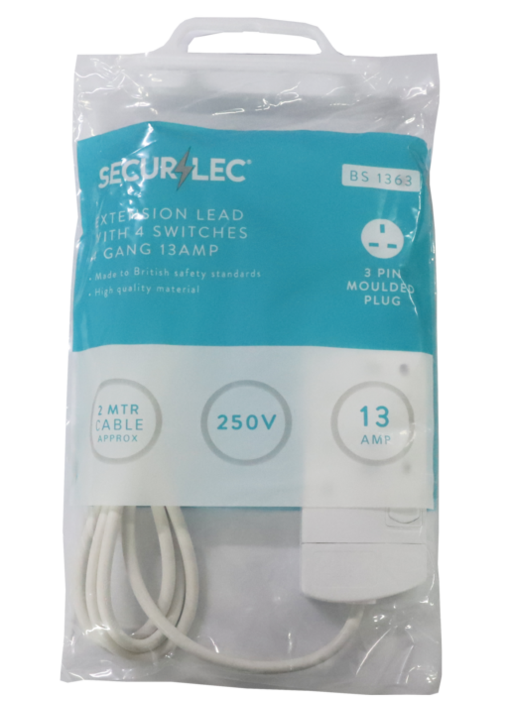 Securlec Extension Lead Switched 4 Gang (L)2m 13A