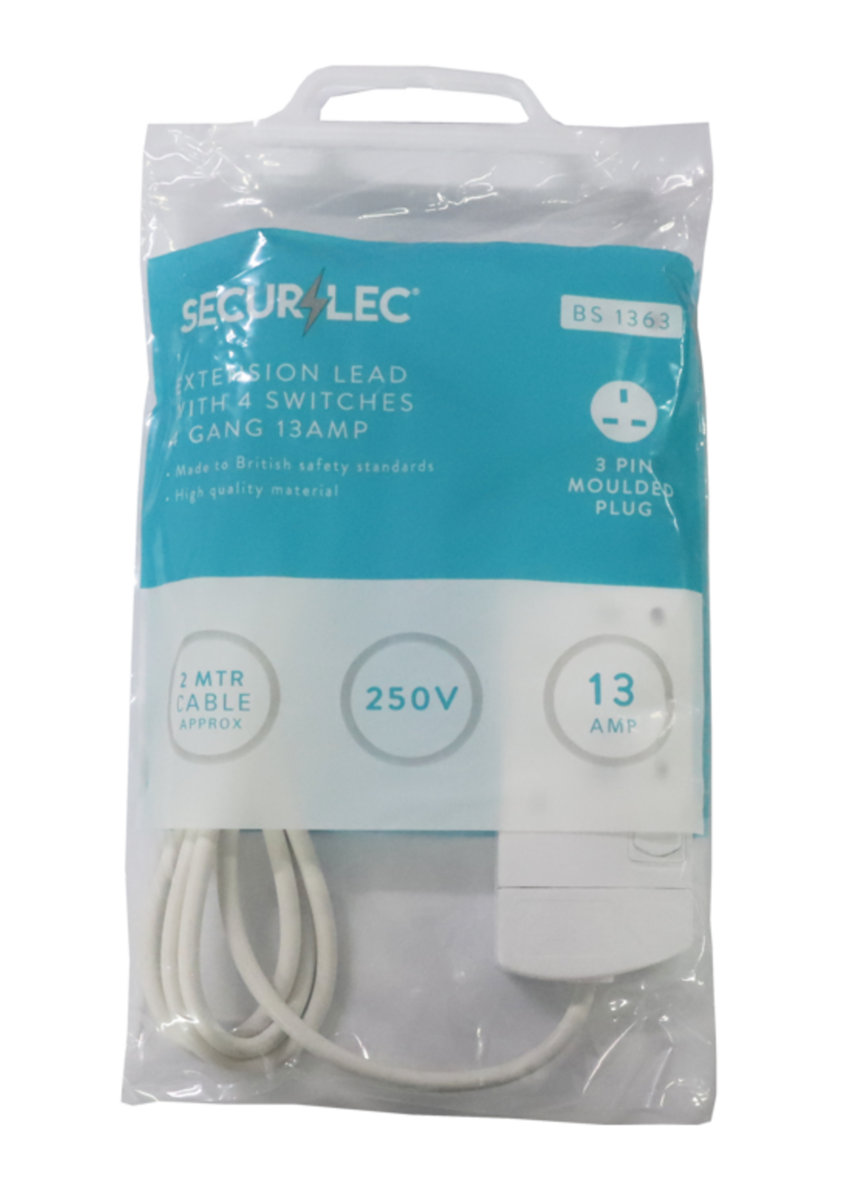 Securlec Extension Lead Switched 4 Gang (L)2m 13A