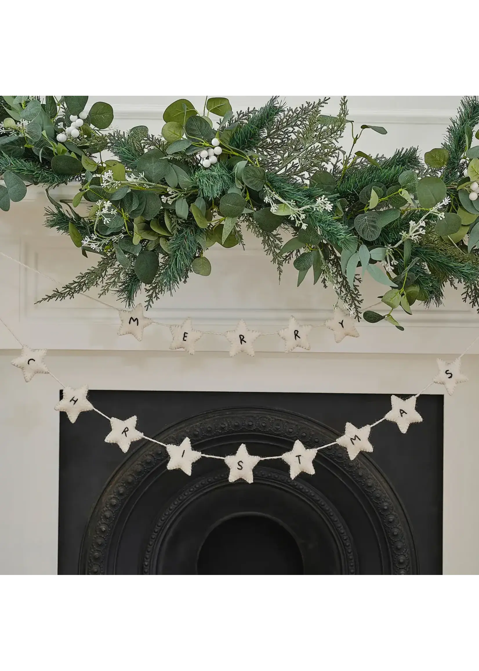 Ginger Ray Felt White Star Merry Christmas Bunting