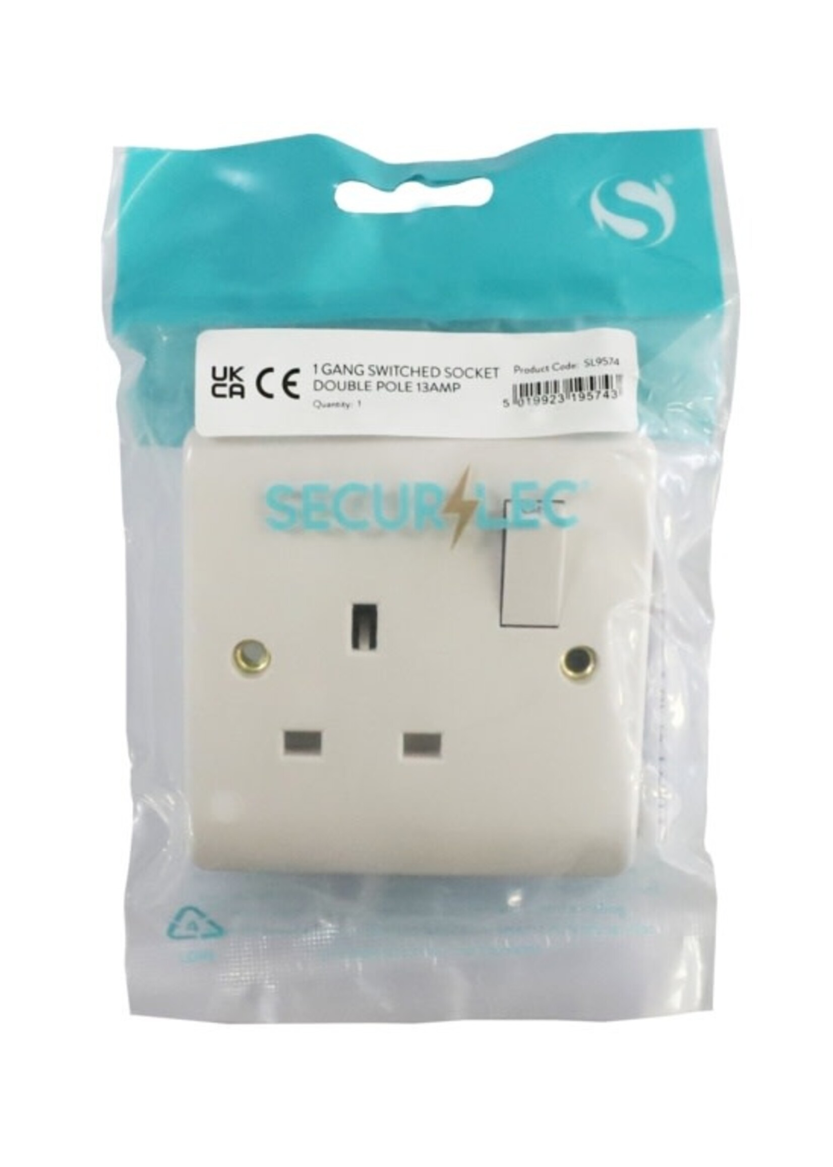 Securlec Securlec Switched Socket Double Pole White 1 Gang 13A
