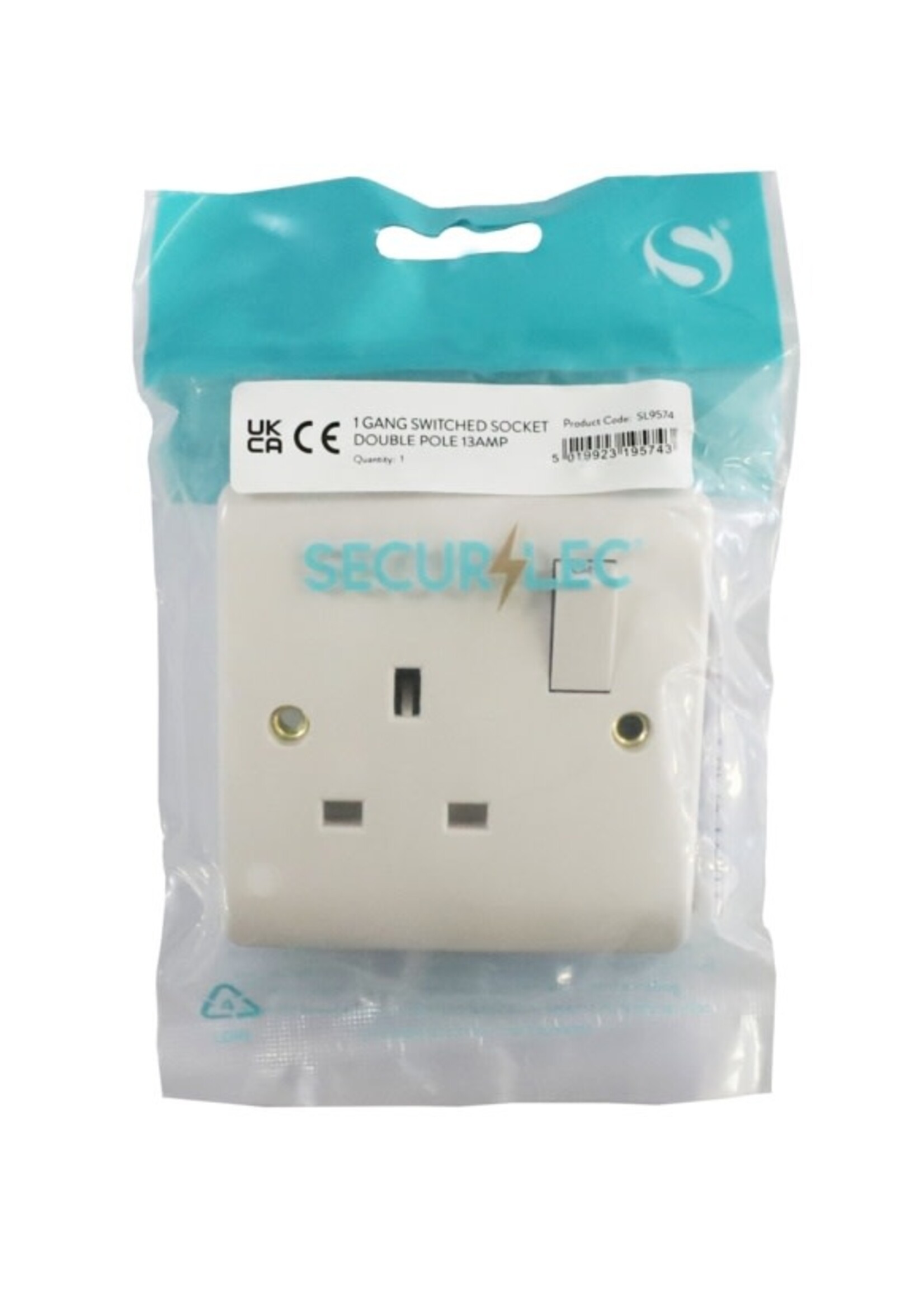 Securlec Securlec Switched Socket Double Pole White 1 Gang 13A