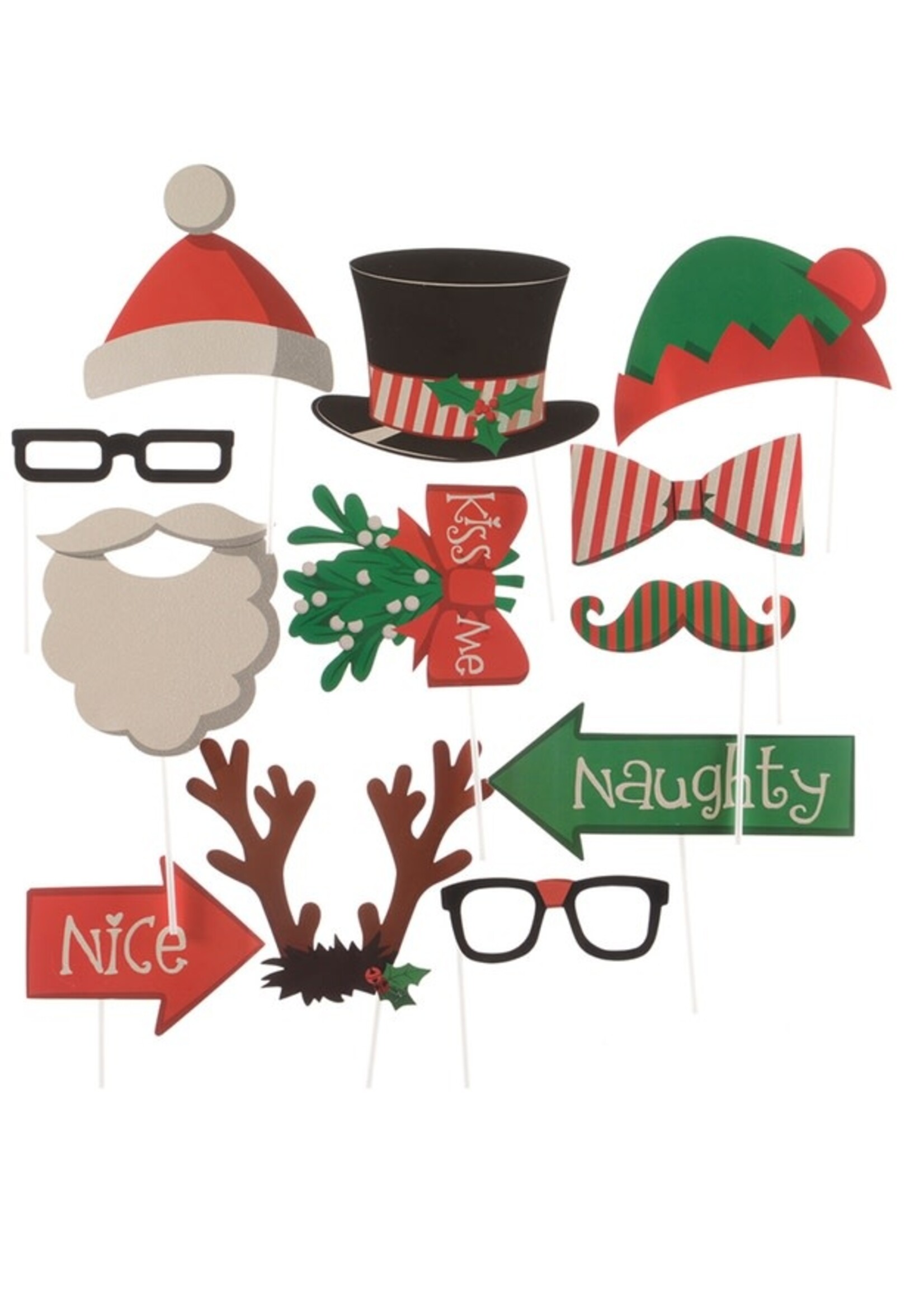 Paper Photo Props x 13 Including Nice and Naughty Christmas Themed