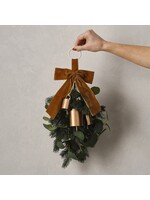 Ginger Ray Foliage Christmas Door Swag with Velvet Ribbon & Bells