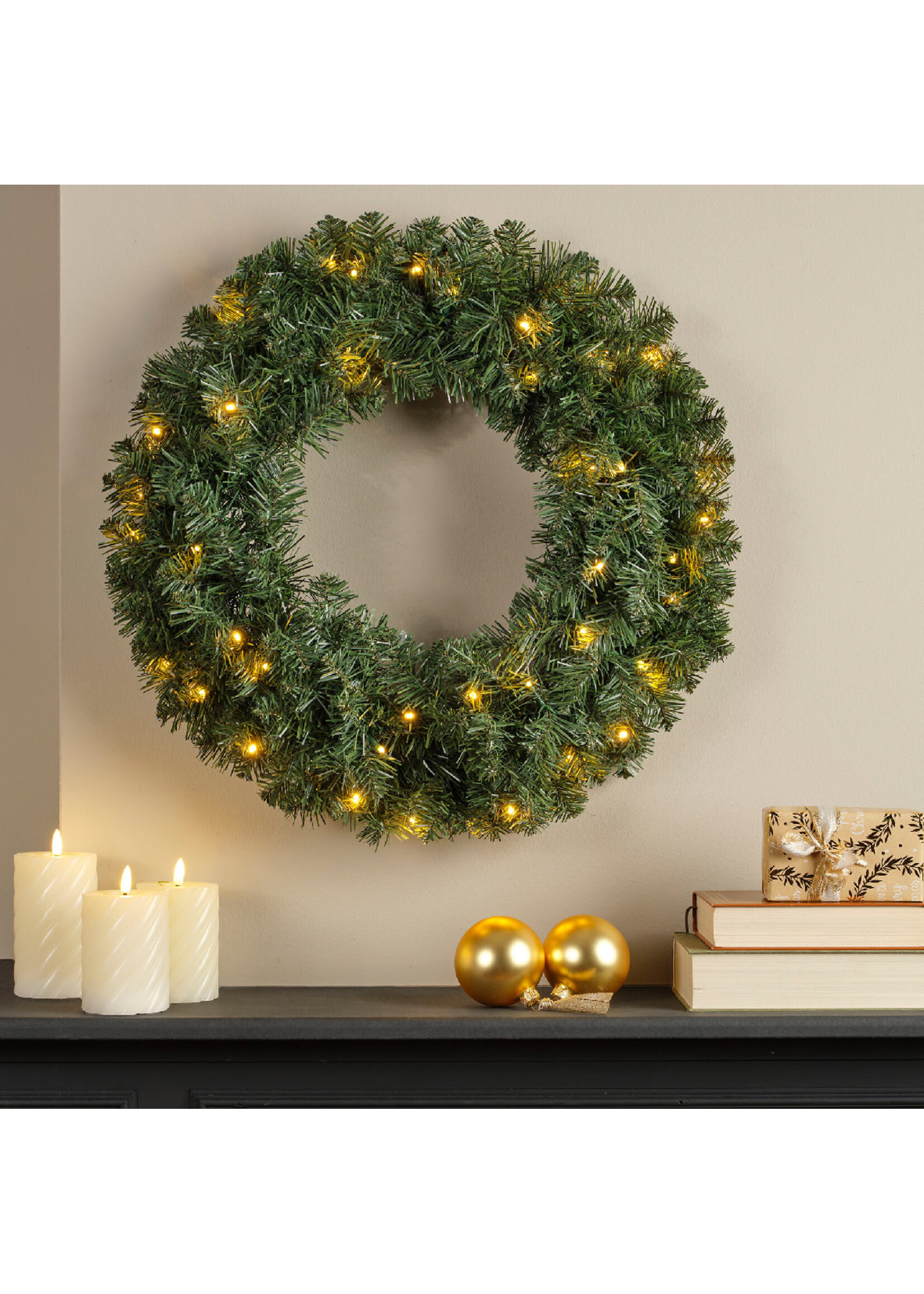 Lumineo Imperial Wreath 60cm LED Battery - indoor and outdoor with Timer