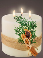 Lumineo Large Triple LED Wick Battery Candle With Foliage