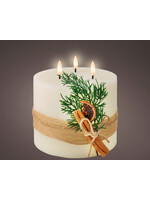 Lumineo Large Triple LED Wick Battery Candle With Foliage
