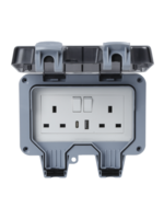 Securlec Securlec Double Outdoor 2 Gang Switched Socket With USB-A & USB-C IP66