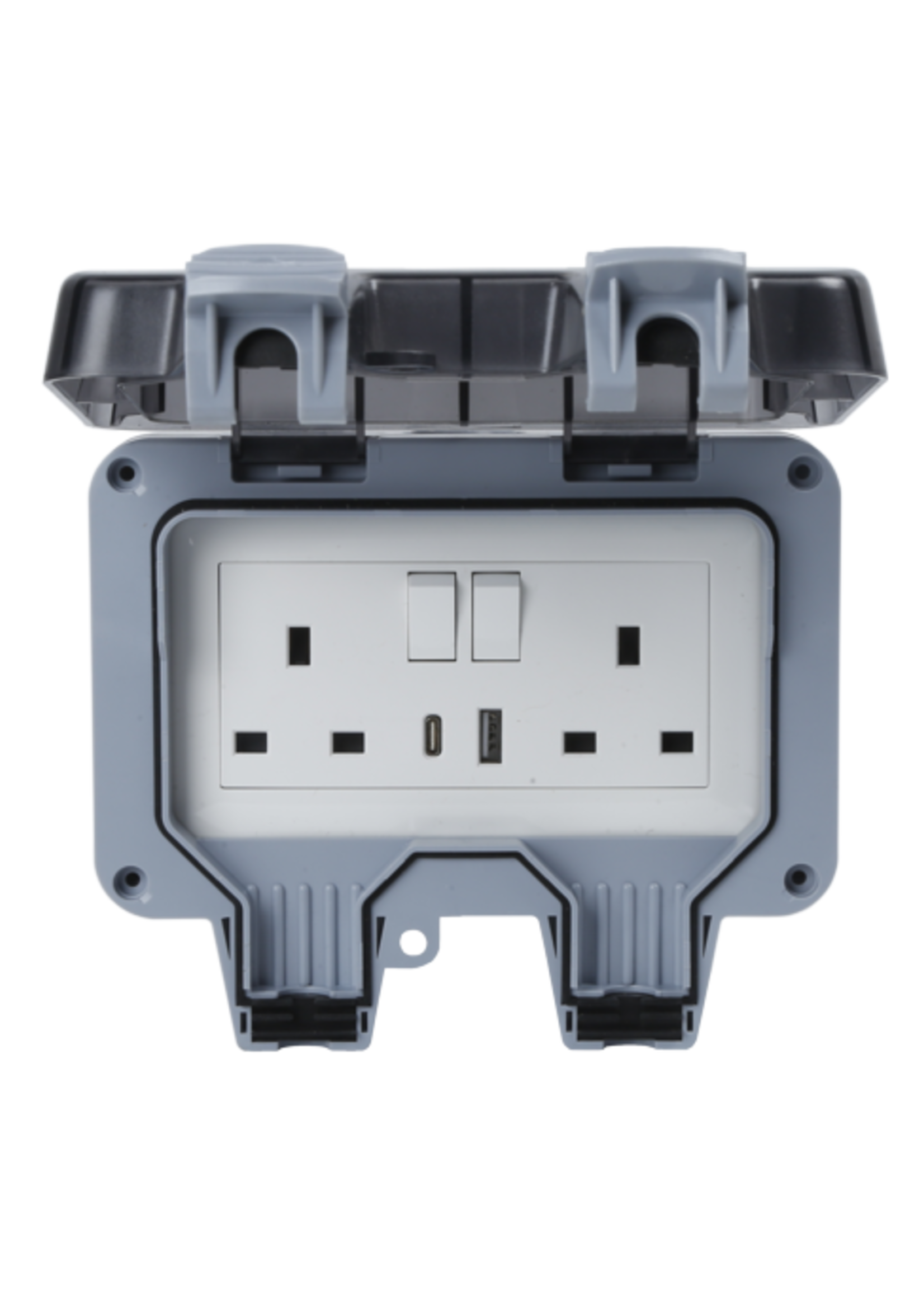 Securlec Securlec Double Outdoor 2 Gang Switched Socket With USB-A & USB-C IP66