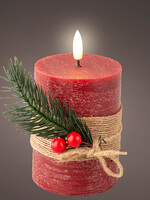 Lumineo Red LED Battery Candle With Foliage