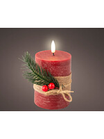 Lumineo Red LED Battery Candle With Foliage