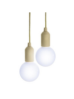 Battery Hanging Lights Cream Set of 2 Large LED - Pull Cord