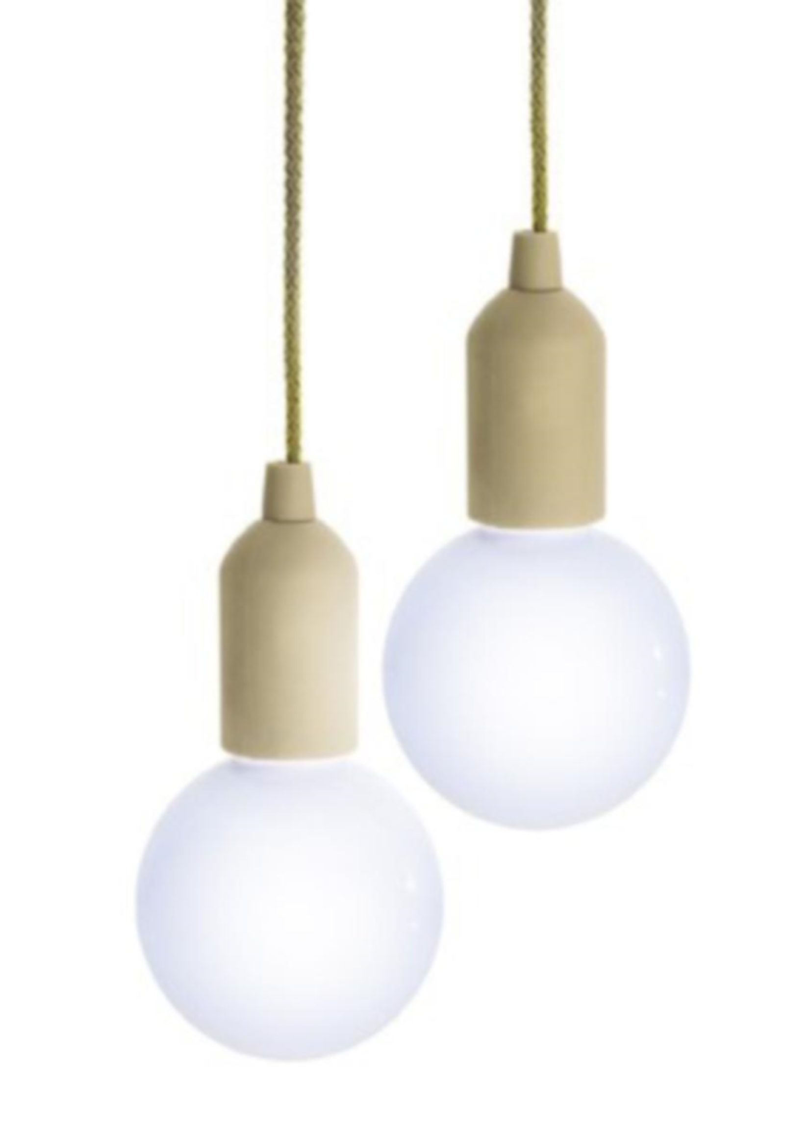 Battery Hanging Lights Cream Set of 2 Large LED - Pull Cord