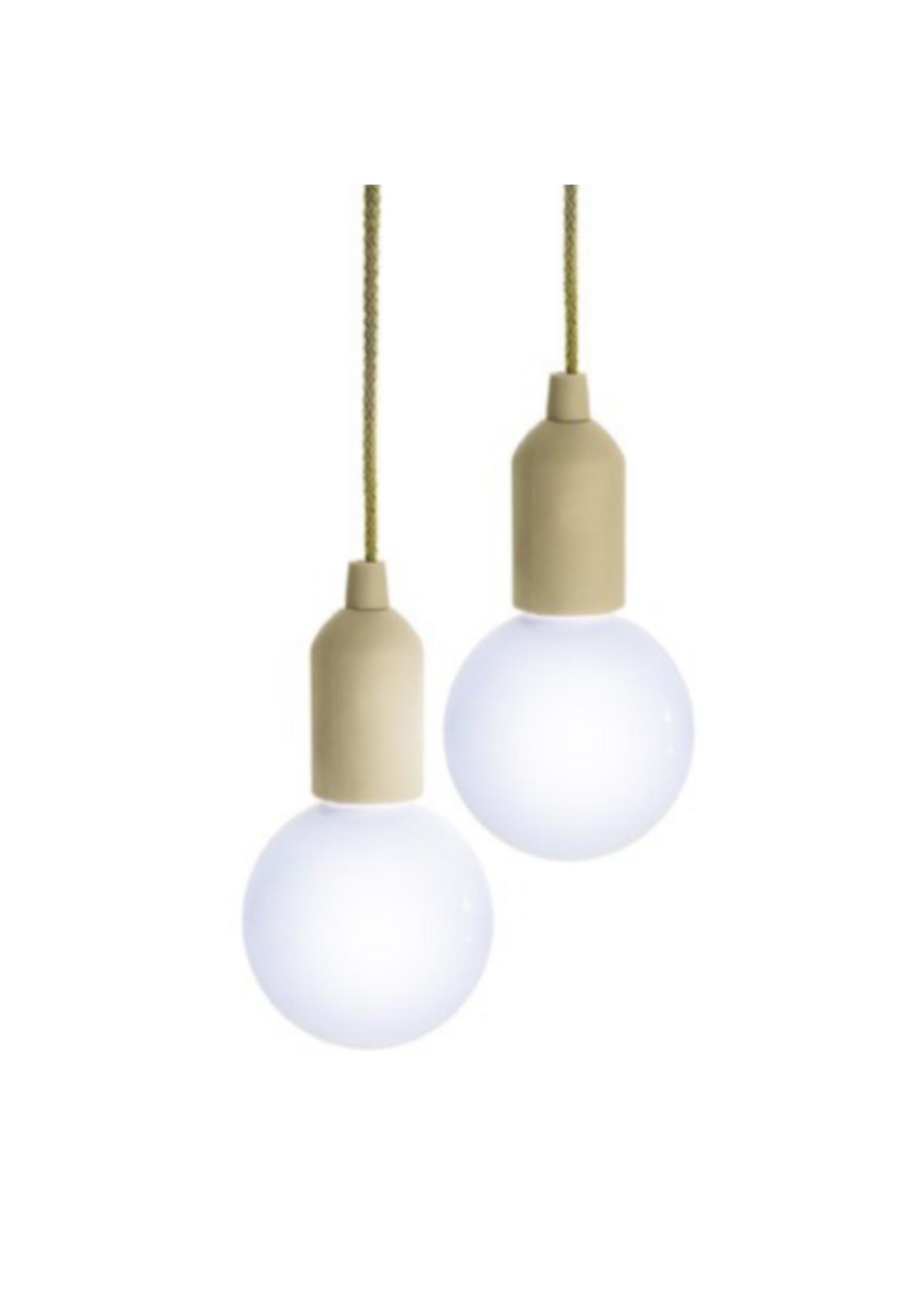 Battery Hanging Lights Cream Set of 2 Large LED - Pull Cord
