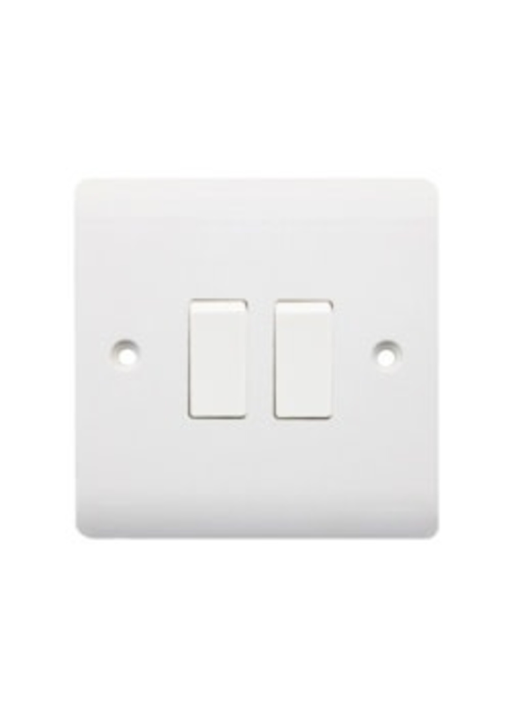 Securlec Securlec Light Switch Round Edge White 2 Gang 2 Way 10A