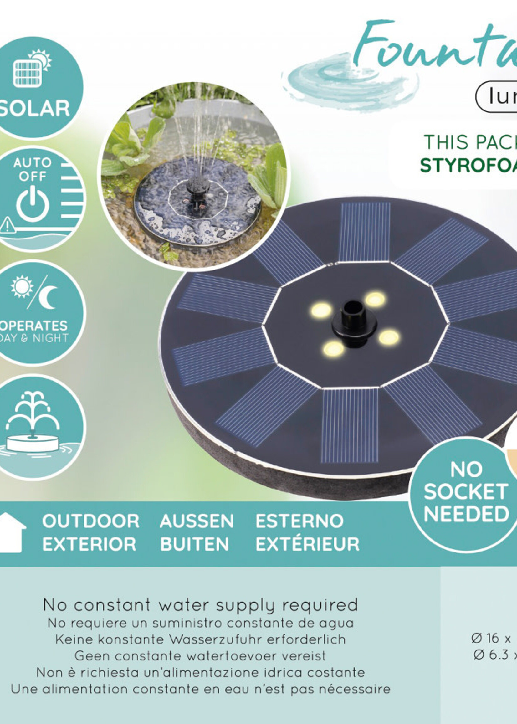 Lumineo Solar Fountain - Day and Night