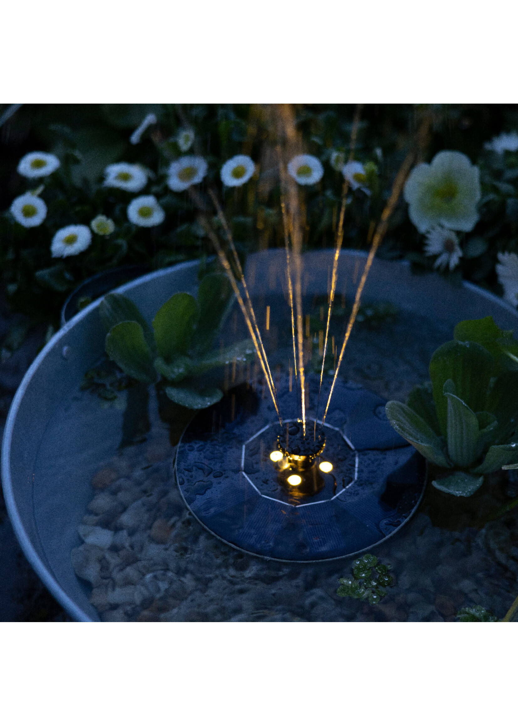 Lumineo Floating Solar Fountain - Day and Night