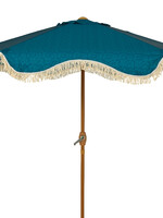 Decoris Floral Teal Parasol With Fringe Tassel